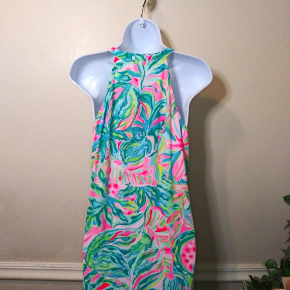 Lilly Pulitzer Luliana One In A Melon Blue Green & Pink Flowy Ruffled Maxi Dress - Picture 5 of 9